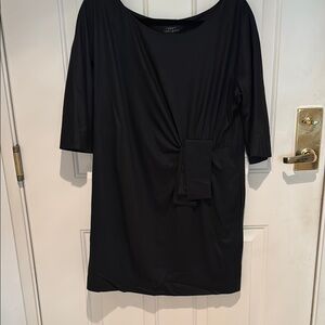 Robert Rodriguez Black Ruched Wrap Cocktail Dress